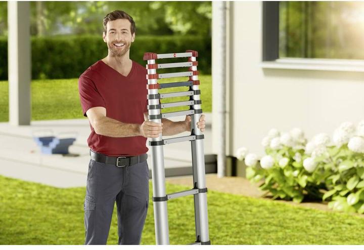 Productafbeelding Hailo FlexLine, aluminium veiligheidstelescopische ladder, 13 sporten (Enkele ladder, 380 cm)