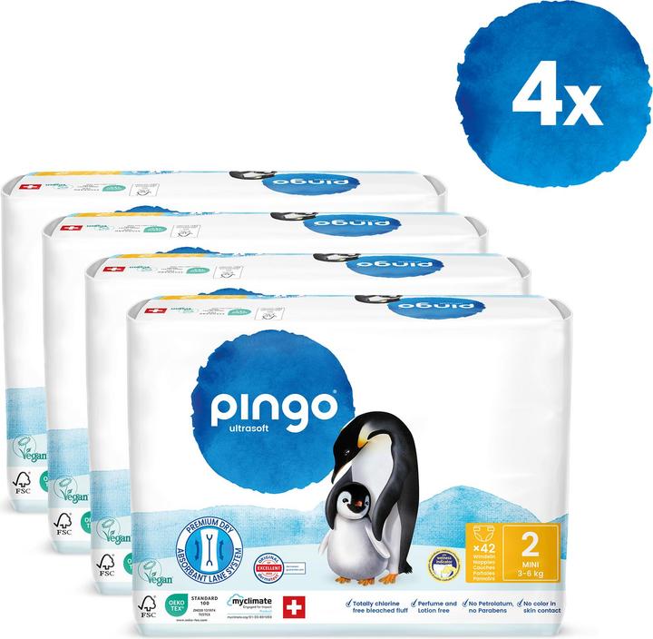Produktbild Pingo Ökowindeln (Gr. 2, Halbmonatsbox, 168 Stück)