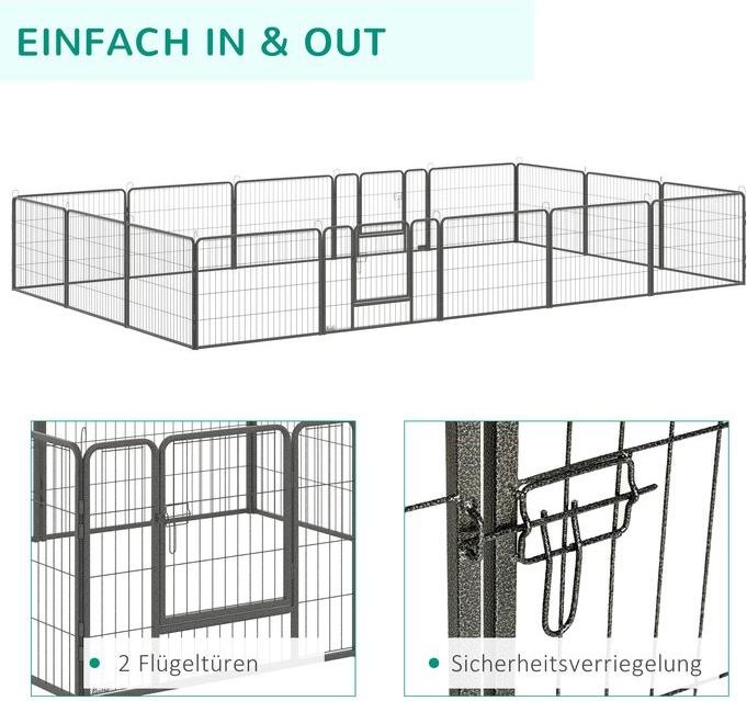 Produktbild Swisshandel24 Welpenauslauf Freigehege 16 Segmente 60 cm Hoch Laufstall für Haustier welpengitter Zaun Laufgitter