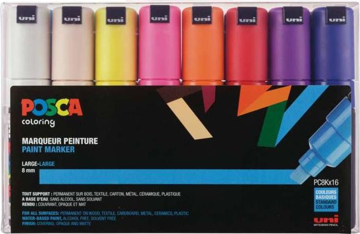 Actual product image Posca Marker PC-8K Keilspitze (Multicolor, 8 mm, 8 x)