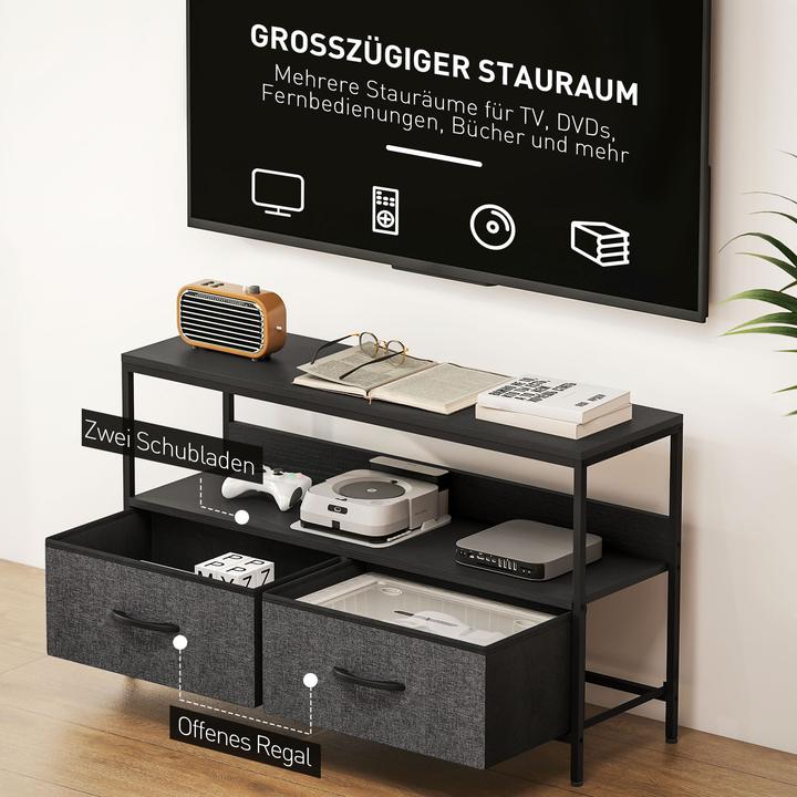 Produktbild Homcom TV Schrank Leinen, Stahl Schwarz (29 x 29 x 56 cm)