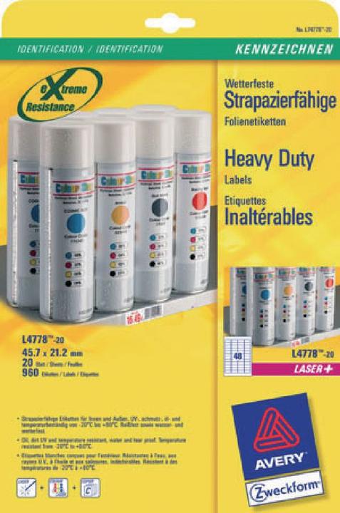 Produktbild Avery Universal-Etiketten, ablösbar