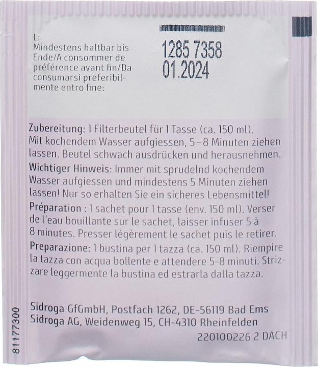 Nährwerte und Zutaten Sidroga Bio Stilltee (30 g)