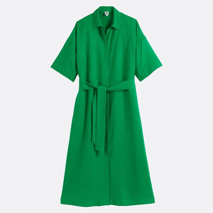 Produktbild La Redoute Collections Hemdkleid lang Ärmel Ellbogen gegürtet (XS)
