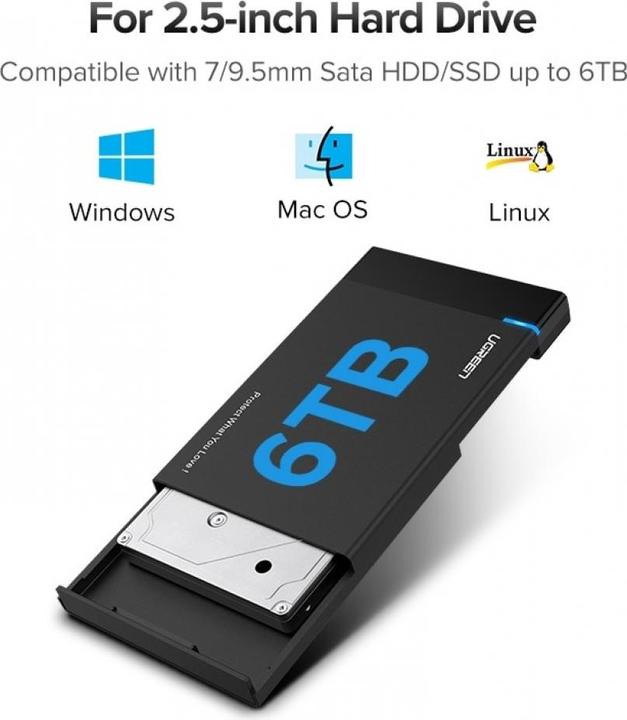 Productafbeelding Ugreen USB-C 3.1 naar 2,5" SATA harde schijf behuizing (6Gbps) (2.5")