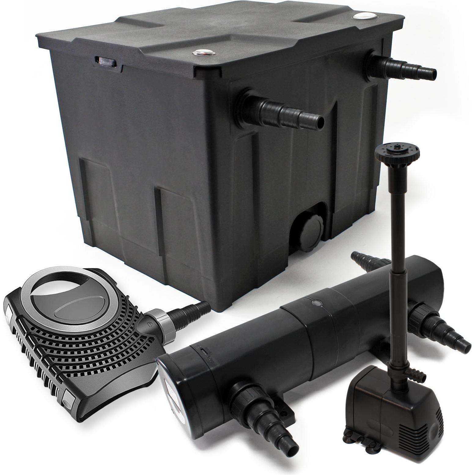 Wiltec, Brunnen + Gartenteich, Set: Teichfilter 12000l 18W UVC Klärer 80W Pumpe Springbrunnen 407