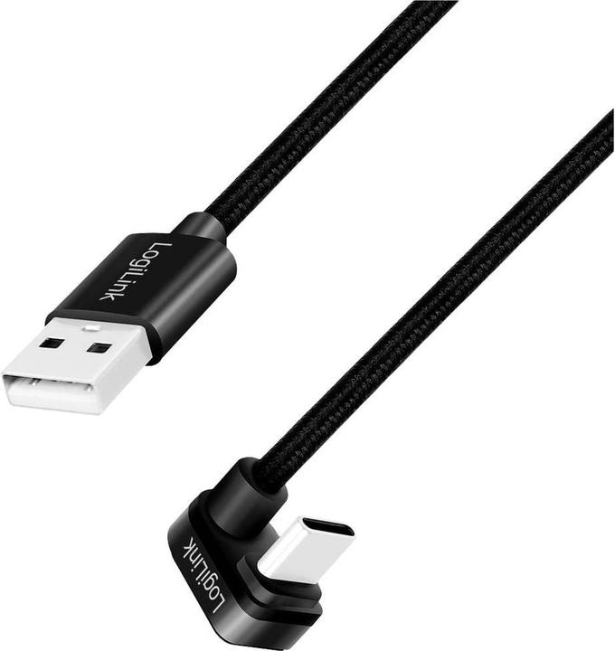 Immagine prodotto LogiLink Cavo USB 2.0 Type-C, C/M 180° a USB-A/M, alluminio, nero, 2 m (2 m, USB 2.0, 20 W)