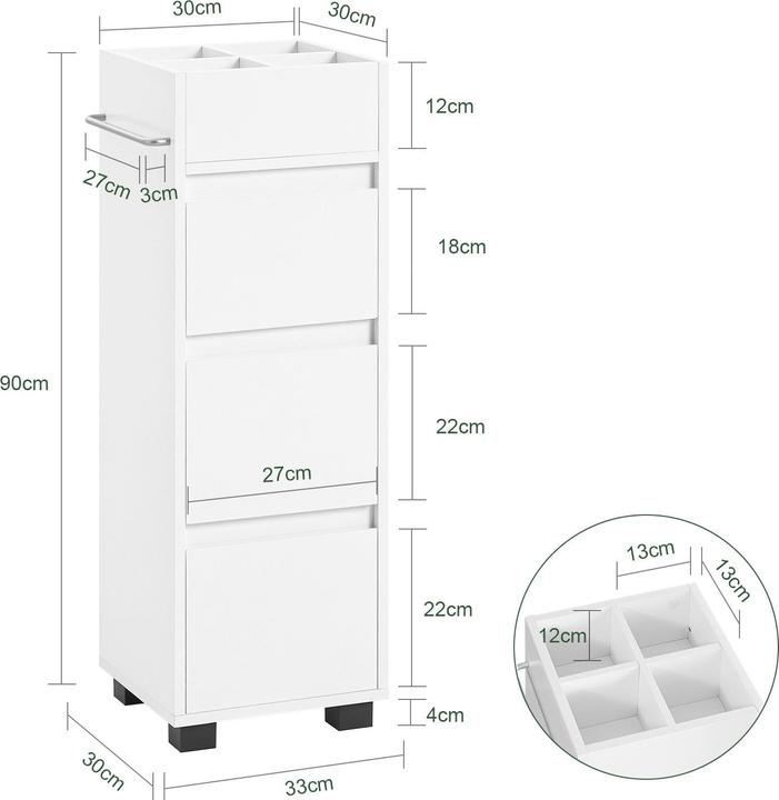 Produktbild SoBuy Badezimmerschrank (30 x 90 x 30 cm)
