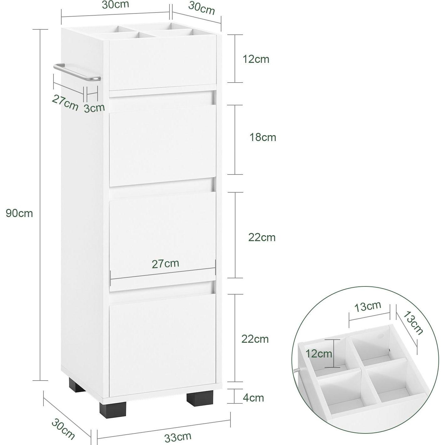 Thumbnail - SoBuy, Badezimmerschrank, Badezimmerschrank (30 x 90 x 30 cm)
