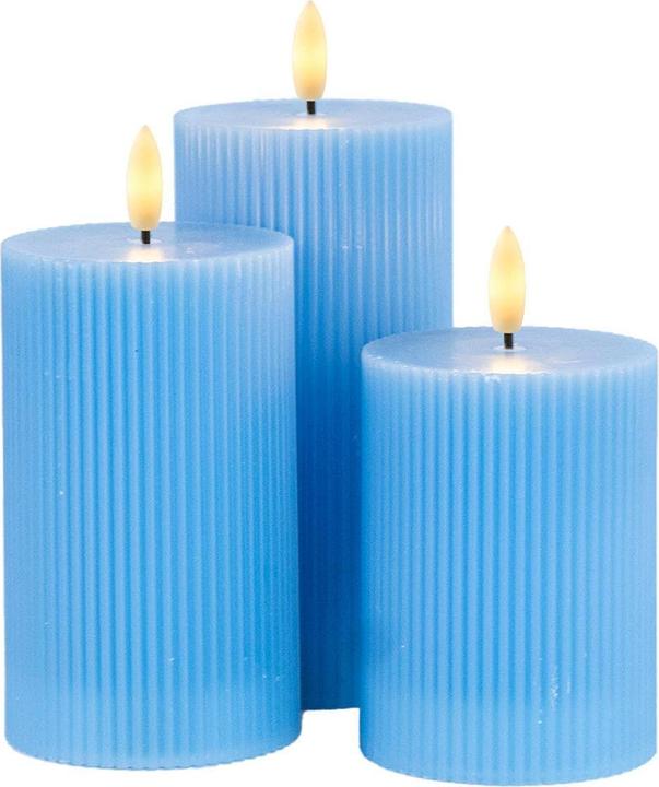 Produktbild Sirius LED-Stabkerzen Set Smilla, Ø 7.5cm, Blau, 3 Stück, Aufladbar (3 x)