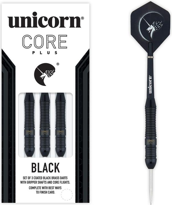 Unicorn Core Plus Black Brass 1 Steel Darts 1 Satz (24 g)