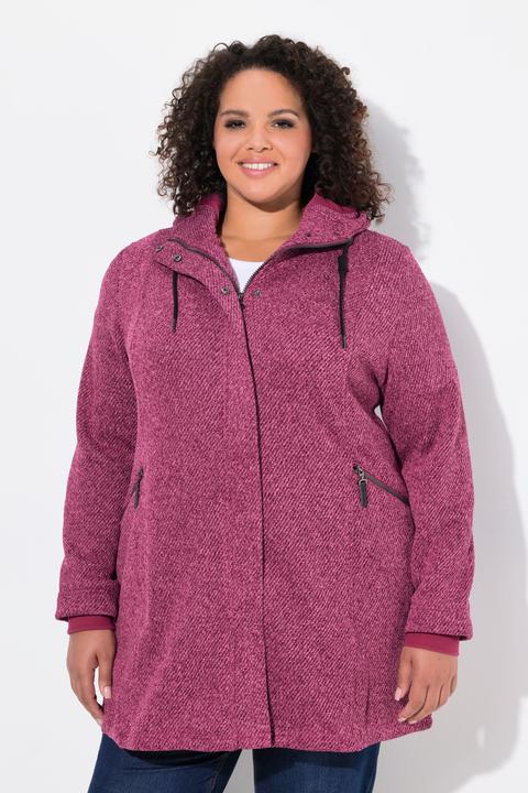 Immagine prodotto Ulla Popken Giacca in maglia e pile con cappuccio, tasche con zip e cerniera a cursore doppio (46, 48)