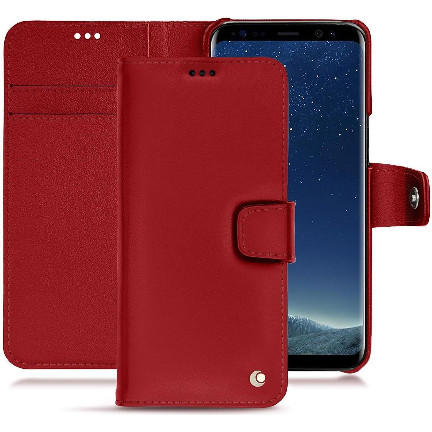 Noreve Lederschutzhülle Wallet (Samsung Galaxy S8+), Smartphone Hülle, Rot