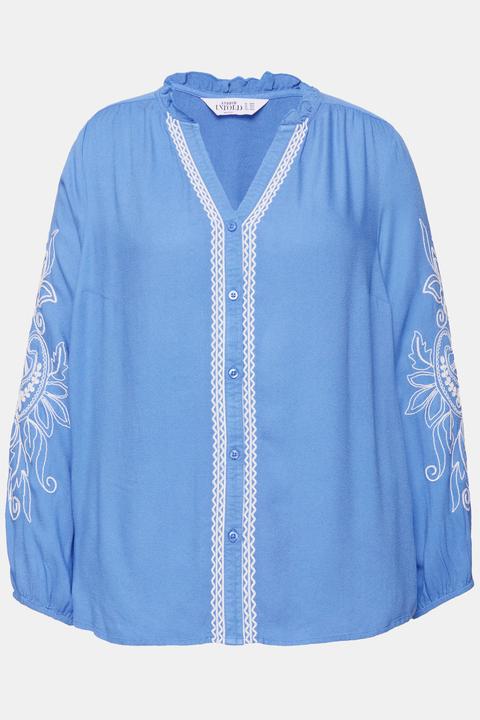 Actual product image Studio Untold Embroidered Detail Split Neck Blouse (46, 48)