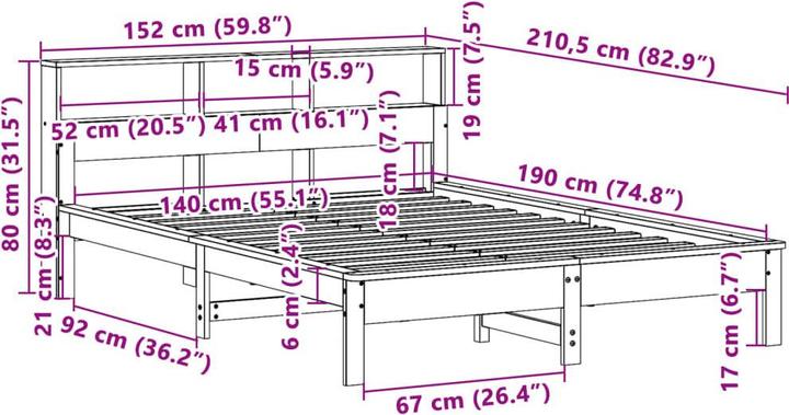 Image du produit vidaXL Bettrahmen (140 x 190 cm)