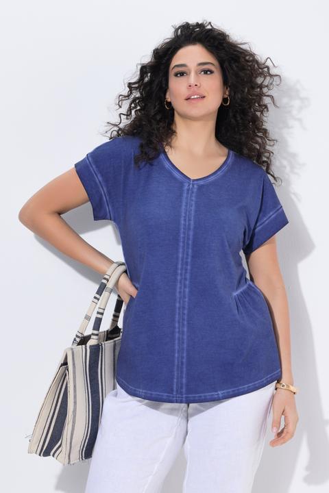Produktbild Ulla Popken T-Shirt, cold dyed, Oversized, V-Ausschnitt, Halbarm (42, 44)