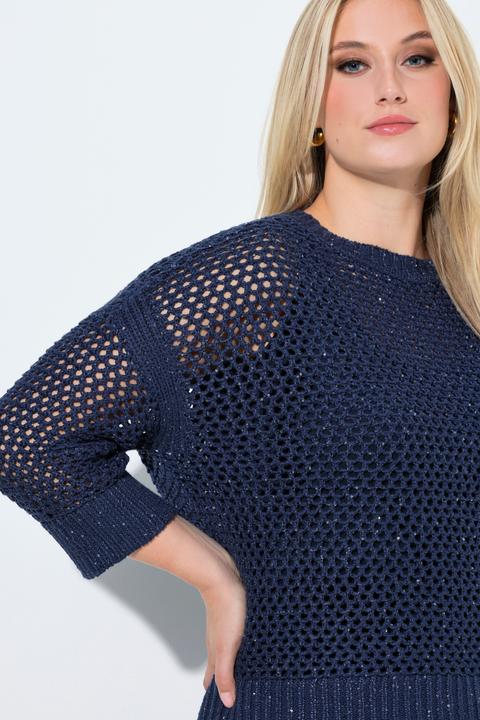 Produktbild Ulla Popken Pullover, Pailletten, Oversized, Rundhals, 3/4-Arm (60)