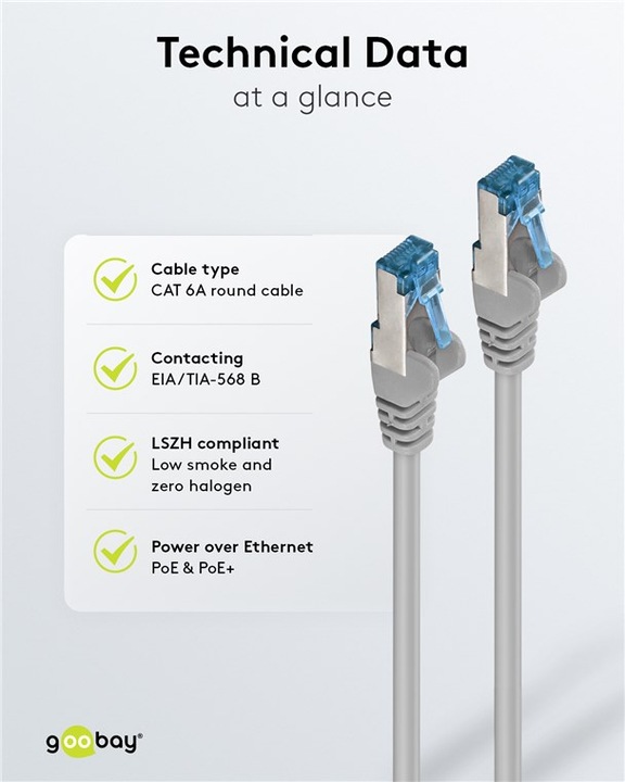 Produktbild Goobay Netzwerkkabel (S/FTP, CAT6a, 10 m)