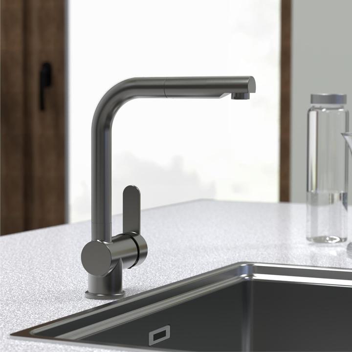 Actual product image Schütte Kitchen tap LONDON sink mixer tap Graphite matt Extendable Swivelling 79720