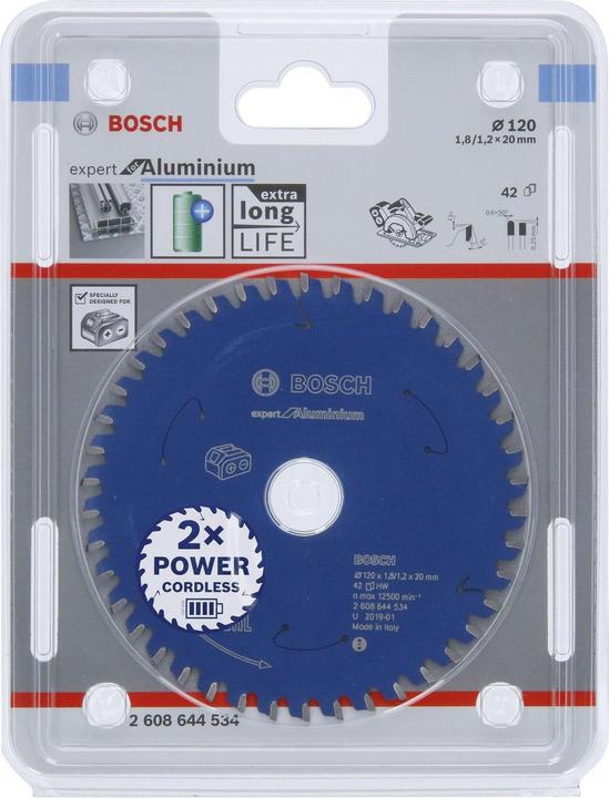 Immagine prodotto Bosch Professional Zubehör Lama circolare a batteria Expert per alluminio, 120 x 1,8/1,2 x 20, 42 denti