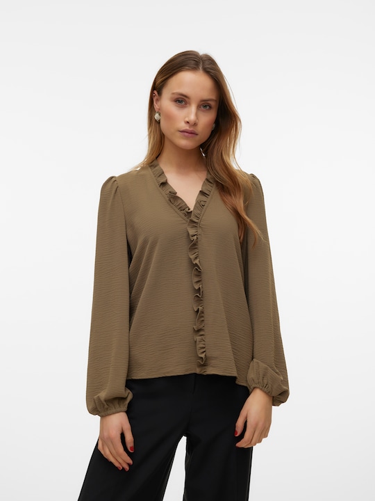 Actual product image Vero Moda Regular fit V-neckline Elasticated cuffs Voluminous sleeve cut Top Blouse (XS)