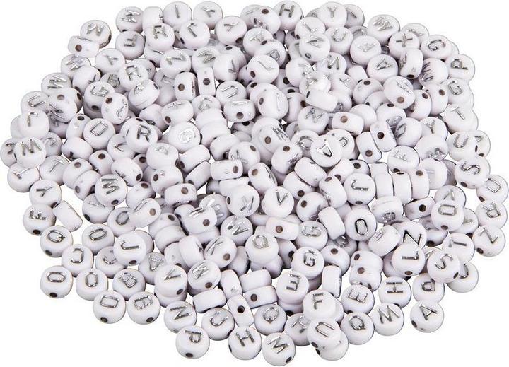 Produktbild Rayher Plastik Buchstaben Perlen Silber