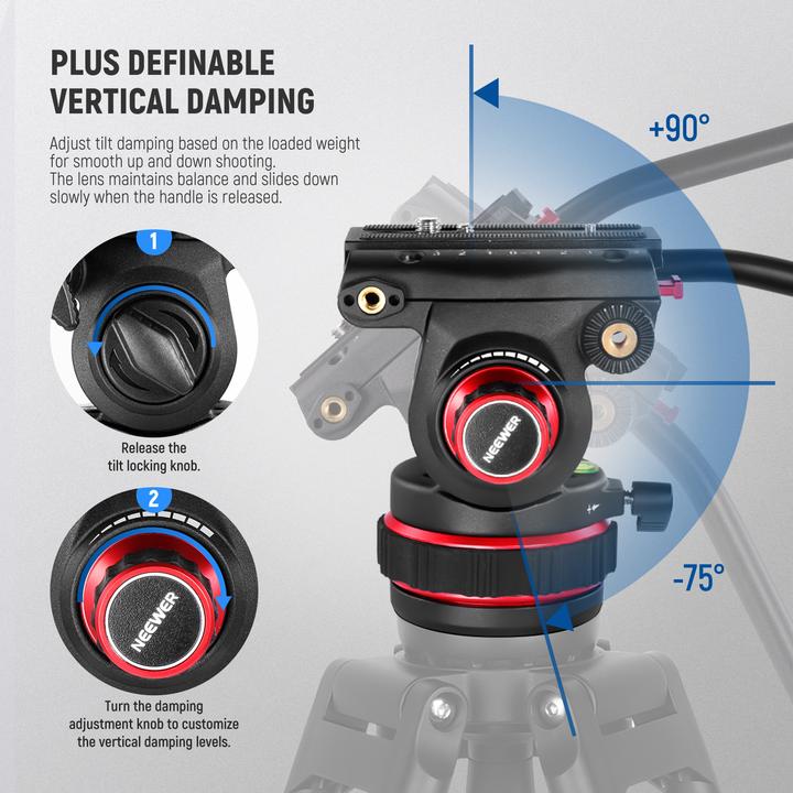 Actual product image Neewer Professional Video Tripod With Adjustable Fluid Head