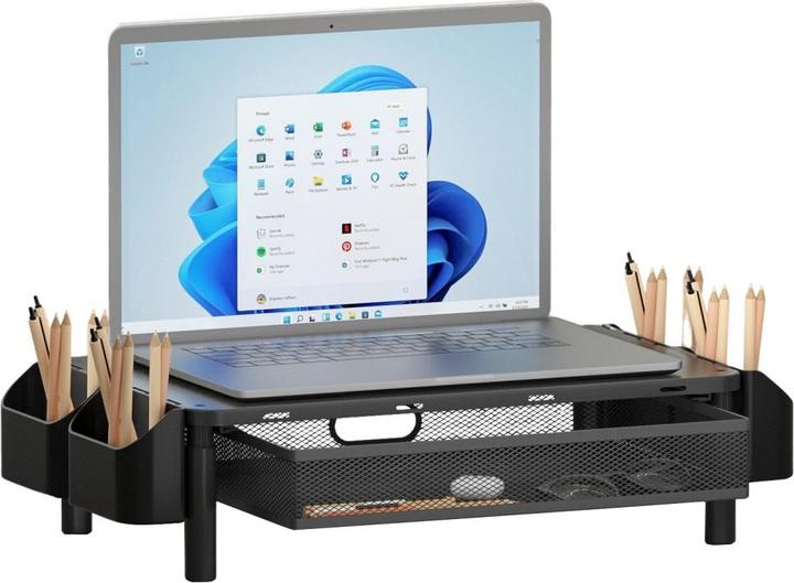 Produktbild Techly Ergonomischer Monitorständer mit Schublade 3-fach höhenverstellbarer Hersteller: (ICA-MS-114)