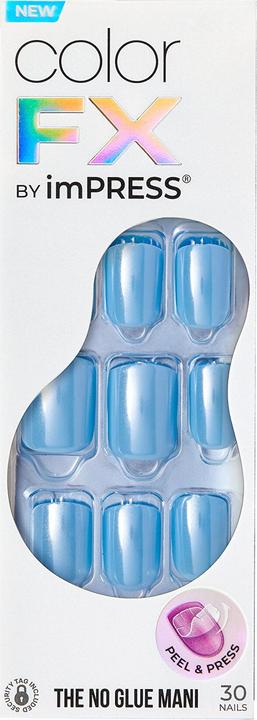 Produktbild KISS Glue-on nails ImPRESS Color FX - Meta 30 pcs (Nagelkleber, Meta Medium Blue)
