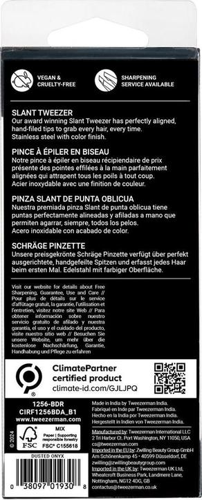 Voedingswaarden en ingrediënten Tweezerman Dusted Onyx