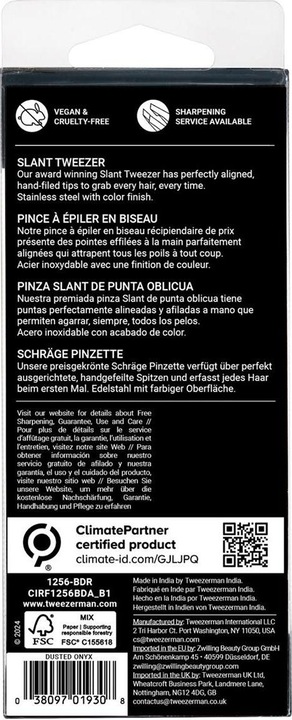 Valeurs nutritives et ingrédients Tweezerman Dusted Onyx