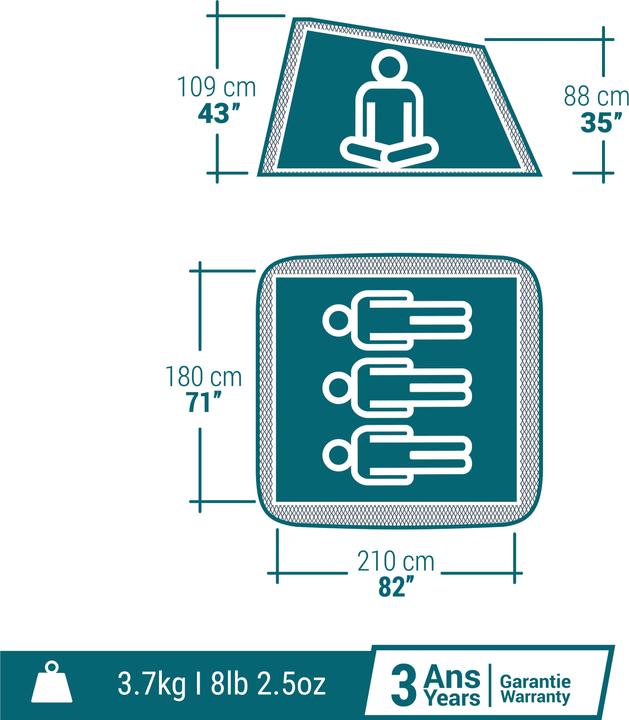 Immagine prodotto Quechua 2 Secondi Tenda (Tenda pitching, 3.60 kg, 3 persone)