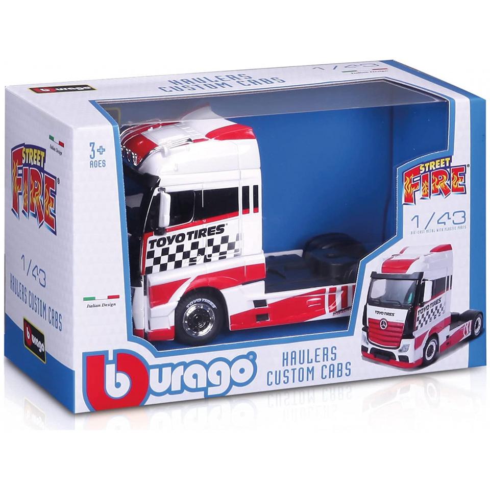 Thumbnail - Bburago 18/32201 Mercedes Actros Gigaspace Official scale 1:43 metal Street Fire Series Toyo Tires E