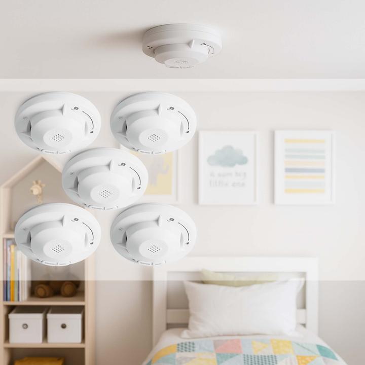 Actual product image Wiltec Rauchmelder vernetzt 5x Funk Feuermelder 10 Jahre Batterie Brandmelder