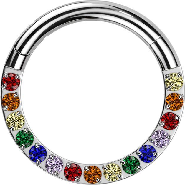 Immagine prodotto Star Piercing Anello a micro segmenti con cerniera frontale in argento con cristalli colorati (Titanio, senza ottone)