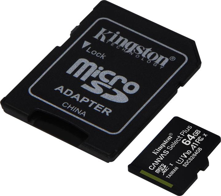 Productafbeelding Kingston Canvas Select Plus microSD 64GB Multi-Pack van 3 (64 GB, microSDXC, U1, UHS-I)