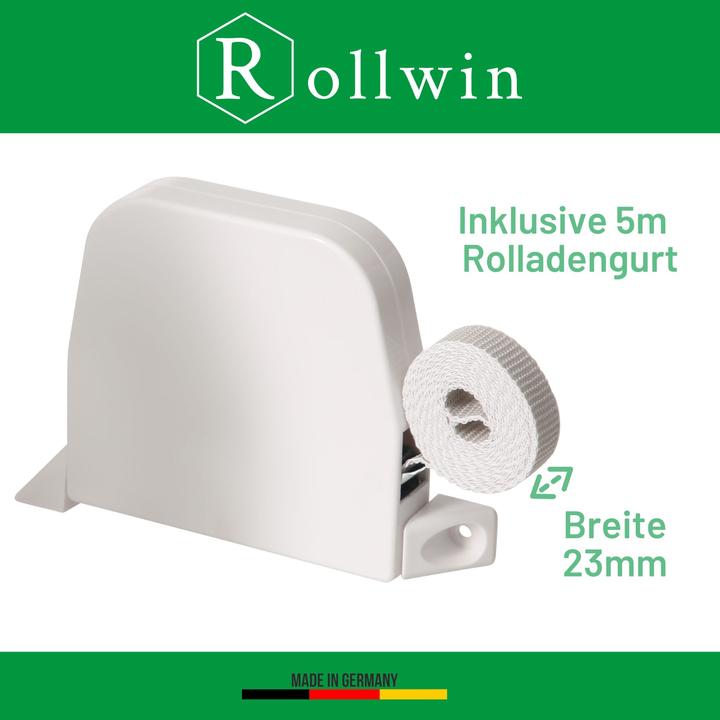 Produktbild Rollwin Rolladen Gurtwickler Aufputz - aus Deutschland - 185mm Lochabstand Weiss - Maxi Rollladen