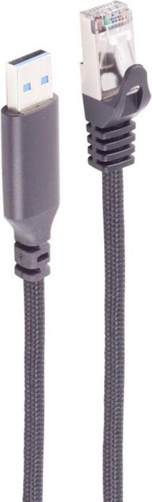 Shiverpeaks ®--USB-A LAN Adapterkabel 1G, USB Typ A Stecker auf RJ45, ALU, schwarz, 2m (BS14-52035)