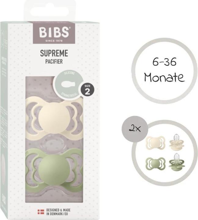 Immagine prodotto Bibs Supreme 2 PACK Silicone Symmetrical 6-12m Ivory Sage (2 x, 6 - 12 M.)