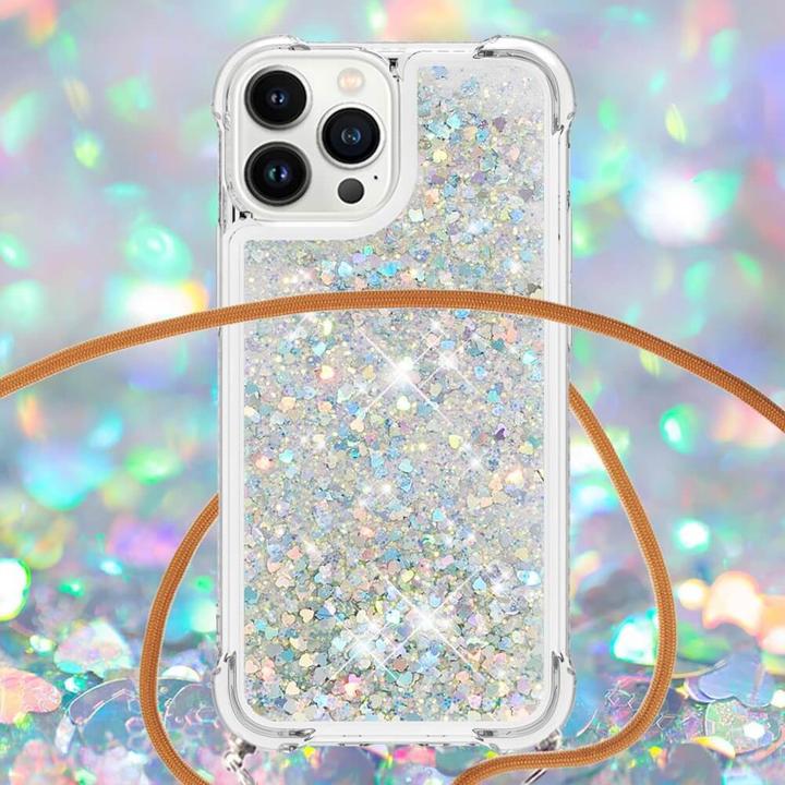 Produktbild Cover-Discount iPhone 15 Pro Max - Glitzer Hülle mit Umhängeband weiss (Apple iPhone 15 Pro Max)