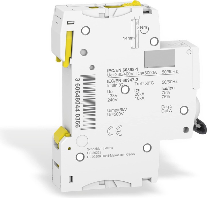 Produktbild Schneider Electric Acti9 iC60N MCB 1 Pole 16A Curve C