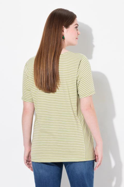Actual product image Ulla Popken Eco Cotton Short Sleeve Striped Tee (58)