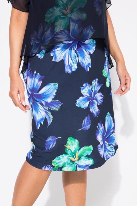 Produktbild Ulla Popken Kleid, Blüten, doppellagig, U-Boot-Ausschnitt, Halbarm (46, 48)