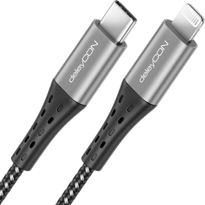 Produktbild deleyCON USB 2.0-Kabel USB C - Lightning 0.15 m (0.15 m, USB 2.0)