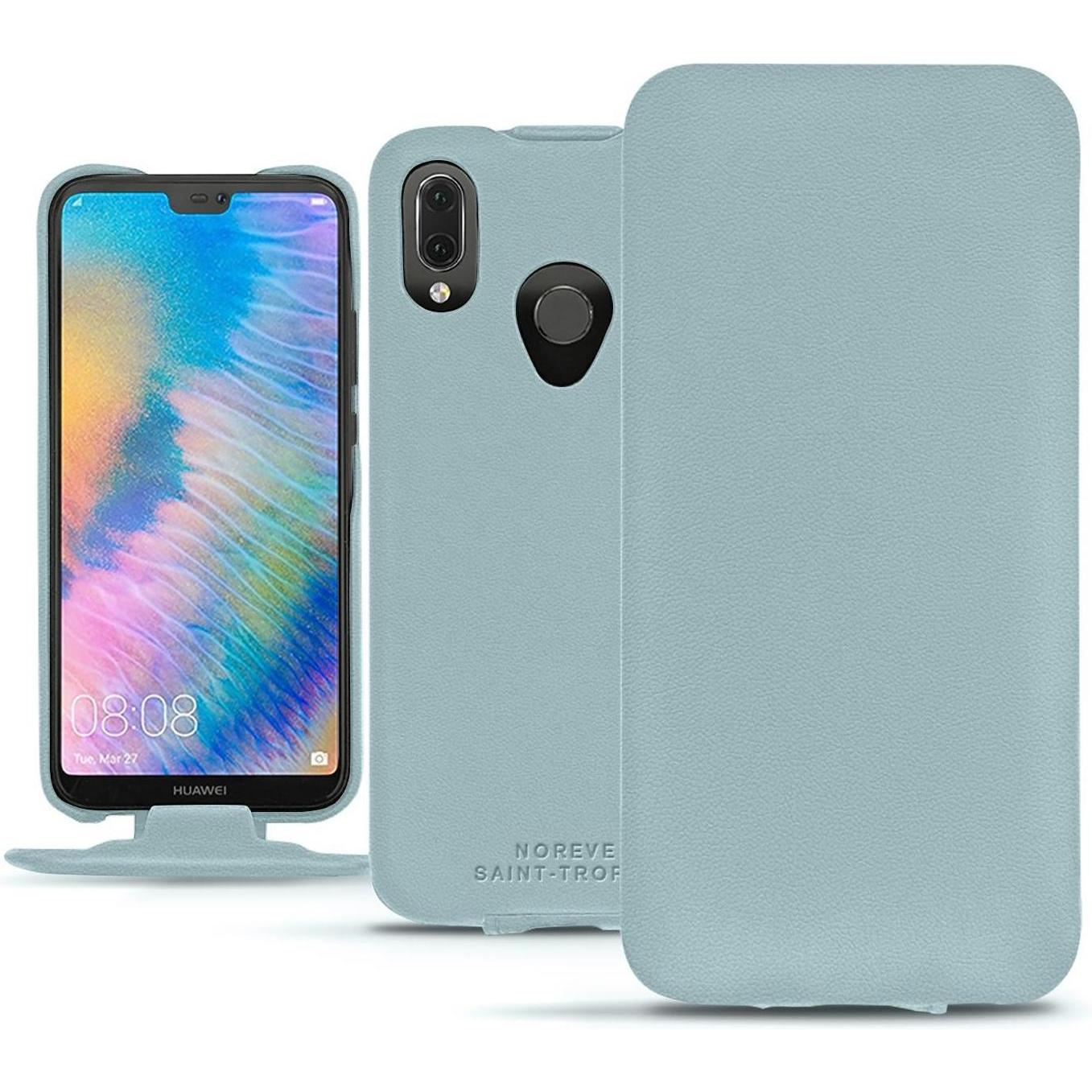 Noreve Lederschutzhülle vertikal (Huawei P20 Lite), Smartphone Hülle, Blau