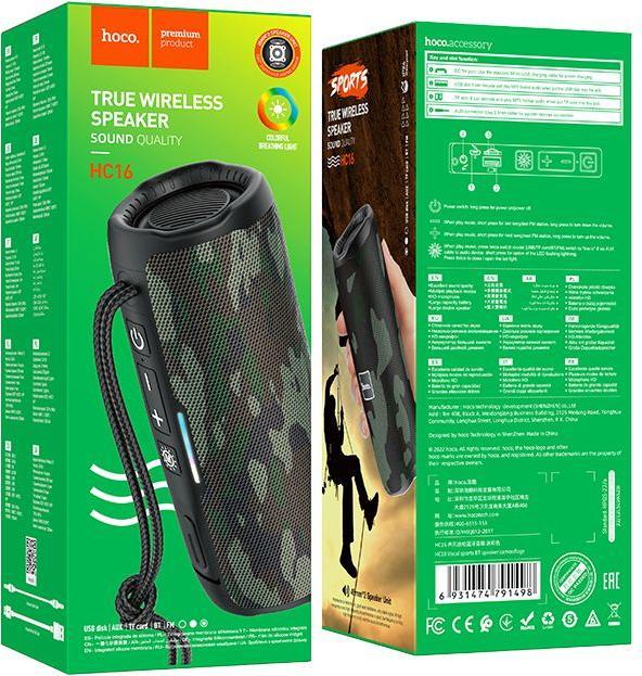 Produktbild Hoco Tragbarer Bluetooth-Lautsprecher HC16 in Tarnfarbe (3 h, Batteriebetrieb)
