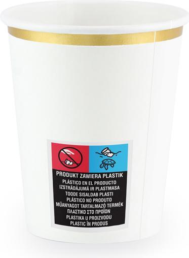 Actual product image Partydeco Cups, white, 260 ml (1 pkt / 6 pc.) (6 x)