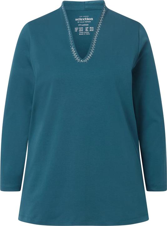 Produktbild Ulla Popken Shirt, A-Linie, Kelchkragen, Langarm, Pima Cotton (58)