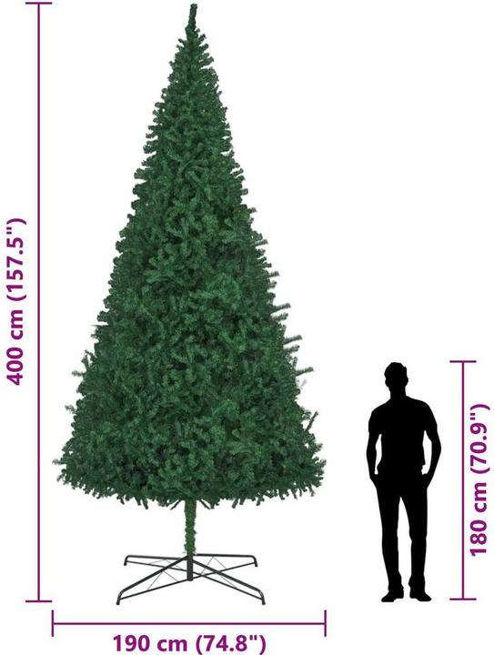 Produktbild vidaXL Künstlicher vorbeleuchteter Weihnachtsbaum 400 cm Grün (400 cm)
