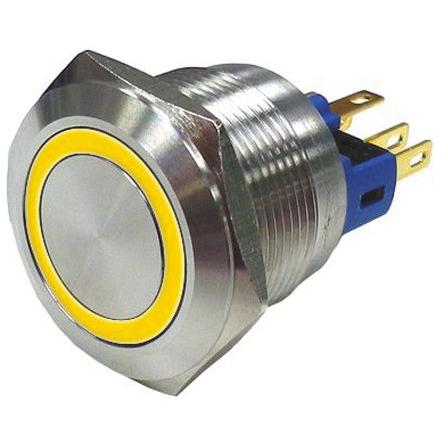 Rs Pro Switch Pushbutton Stainless Yellow ring, Taster + Schalter, Gelb